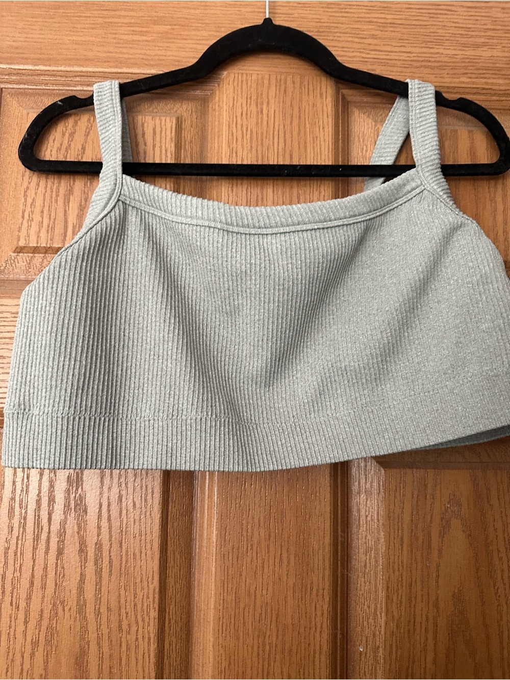Ribbed Crop Tank Top - Grey